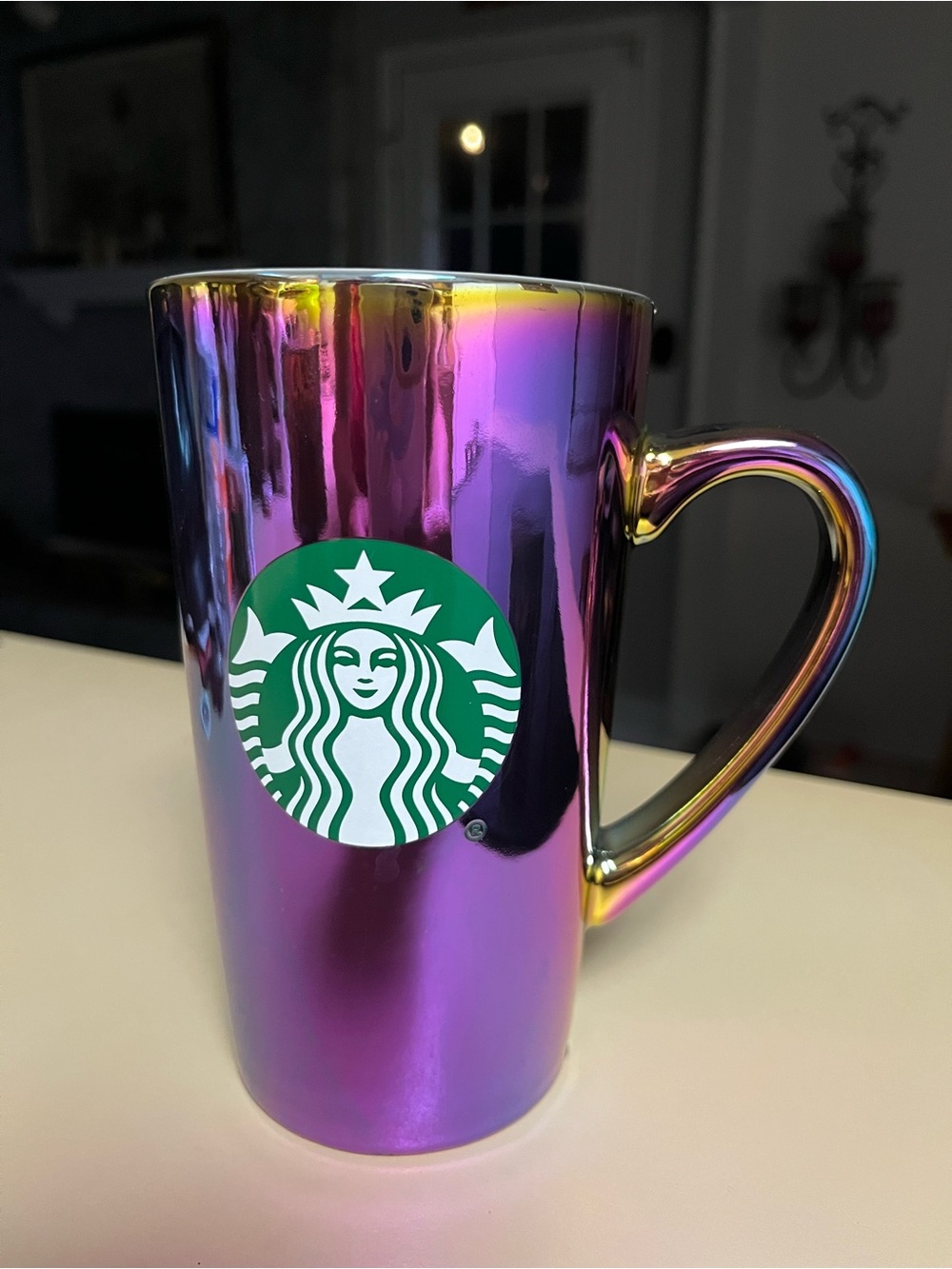 Starbucks Iridescent Purple Metallic Ceramic Mug 16 oz Oil Slick Siren Logo